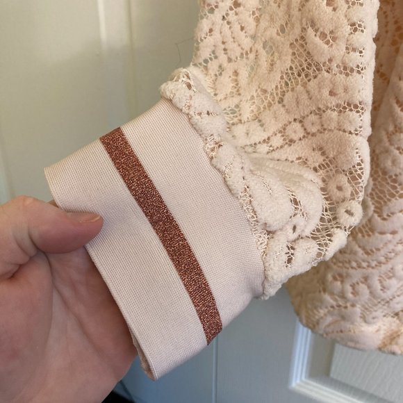 Lane Bryant Women's Plus Size Shirt Top Lace Long Sleeves Pink Cuff Sleeve 18/20 - Picture 3 of 4